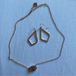Kendra Scott rose gold earrings & necklace SET